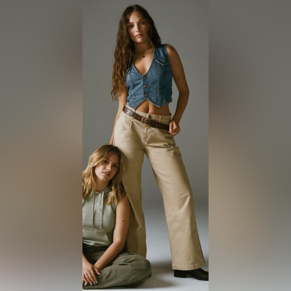 American Eagle Outfitters Tan High Rise Baggy Wide Leg Jeans